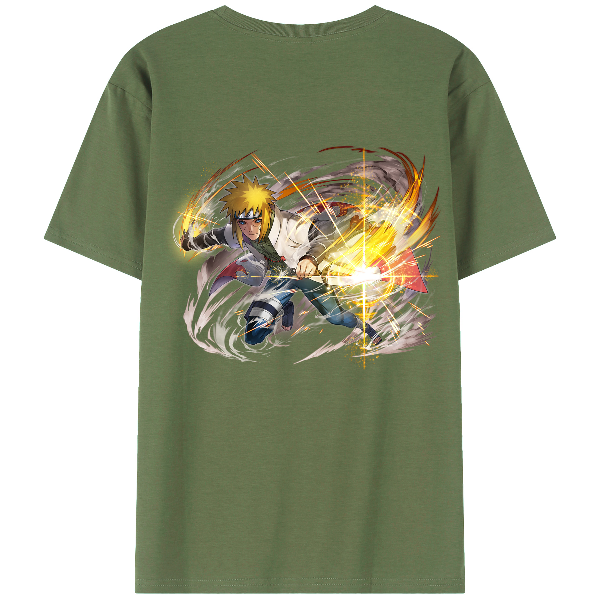 （画像用） NARUTO -ナルト- 波風 ミナト Namikaze Minato 綿100％ メンズ半袖Tシャツ（バックプリント） 通気性